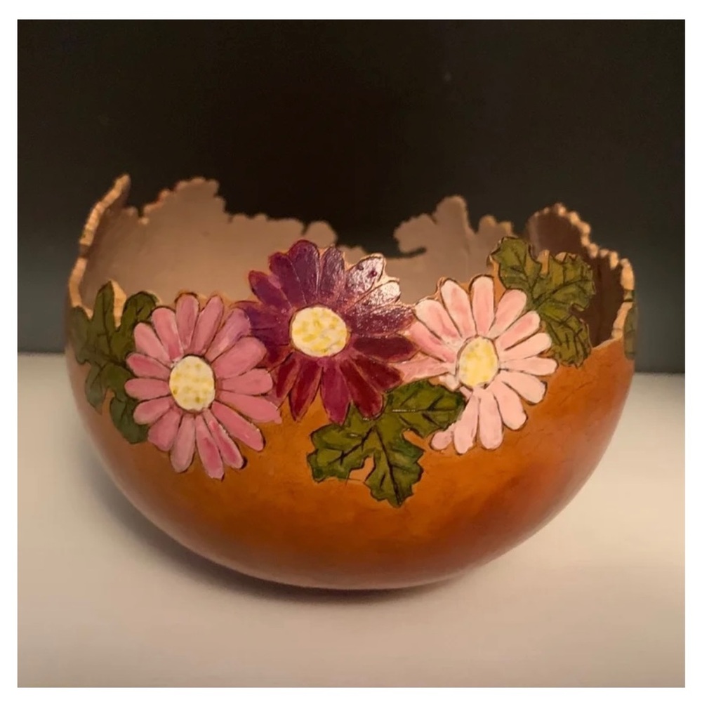 Hand painted/Signed Gourd Bowl